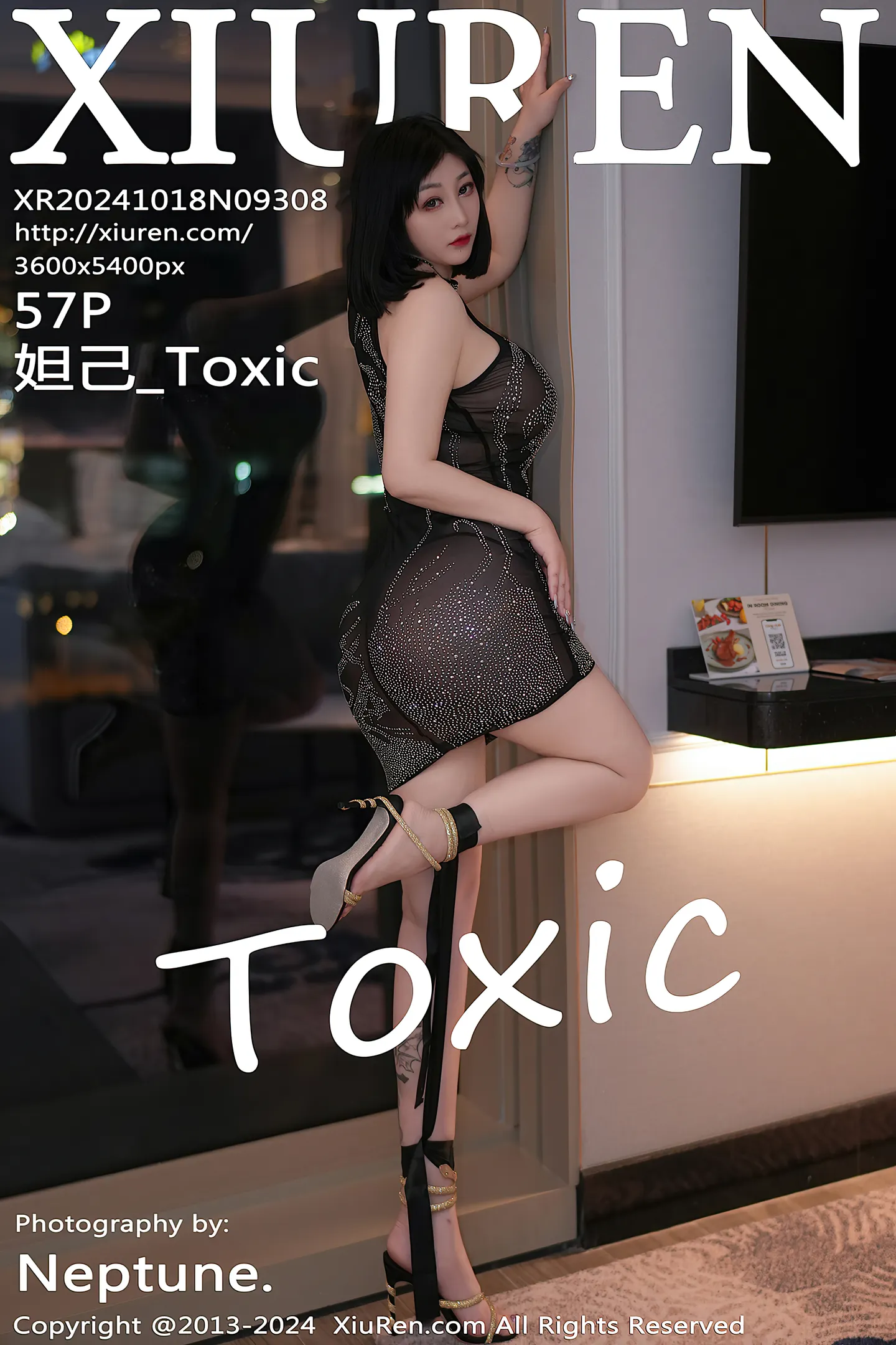 [XiuRen秀人网] VOL.9308 女神妲己 Toxic性感黑色轻透连衣短裙秀丰腴身姿惹火诱惑写真57P-秀人网官方网站